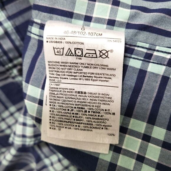 SET OF TWO Banana Republic Plaid Cotton Shirts, TWO Styles Blue, Multi Size L - Picture 9 of 11